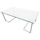 Edwin Cocktail Table - Chrome Plated Base, Rectangular Glass Top