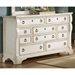 Heirloom Triple Dresser - Antique White, 10 Drawers, Pewter Rings - AW-2910-210
