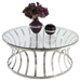 Double Ring Cocktail Table - Clear Top, Stainless Steel - CI-1156-CT
