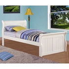 Faustine Twin Sleigh Bed - Bead Board Panels, White Finish