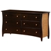 Clove Six Drawer Dresser with Rattan Panels and Knobs - NDF-RATTAN-6D