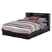 Vito Queen Mates Bed - 2 Drawers, Bookcase Headboard, Pure Black - SS-10040