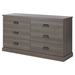 Gloria Double Dresser - 6 Drawers, Gray Maple - SS-10117