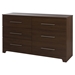 Primo 6 Drawers Double Dresser - Brown Walnut - SS-10333