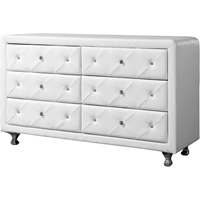 Luminescence Faux Leather Dresser - 6 Drawers, White 