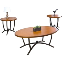 Manchot 3-Piece Table Set - Black, Beige 