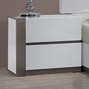 Manila Left Side Nightstand - Glossy White, 2 Drawers 