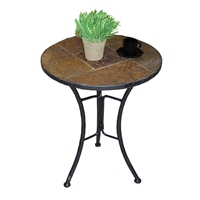 Round Slate Top End Table 