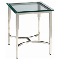 Sheila Contemporary End Table - Stainless Steel, Glass Top 