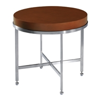 Galleria Round End Table - Stainless Steel Base, Latte on Birch Top 