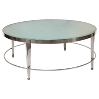 Sarah Round Cocktail Table - Polished Chrome, Frosted Glass 