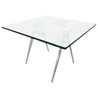 Sonya Contemporary Bunching Table - Chrome Legs, Square Glass