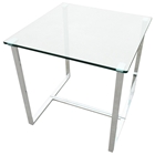 Edwin End Table - Chrome Plated Sleigh Legs, Square Glass Top