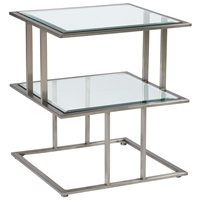 Mirage Square End Table - Brushed Stainless Steel, Clear Glass 