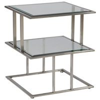 Mirage Square End Table - Stainless Steel, Smoked Grey Glass 