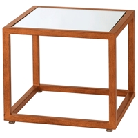 Grace Square End Table - Gold Leaf Metal, Mirror Glass Inlay 