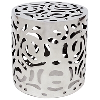 Cozumel End Table - Polished Cast Aluminum, Intricate Cut Outs 