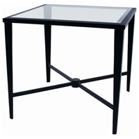 Belmont Square End Table - Old Iron, Glass Top, Tapered Legs 