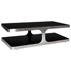 Diego Cocktail Table - Black Glass, Stainless Steel, Rectangular