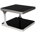 Diego End Table - Black Glass, Brushed Stainless Steel, Square