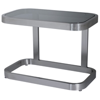 James End Table - Smoked Grey Glass, Brushed Stainless Steel 