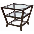 Veranda Square End Table - Metallic Bronze, Glass Top &amp; Shelves