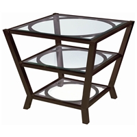 Veranda Square End Table - Metallic Bronze, Glass Top & Shelves 