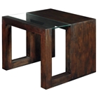 Dado Contemporary End Table - Espresso, Wood &amp; Clear Glass Top