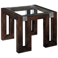 Calligraphy End Table - Espresso, Glass Top, Stainless Steel Accents 