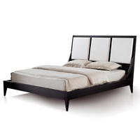 Bonita Panel Bed - Mocha on Oak, Cream Upholstery, Tapered Legs 