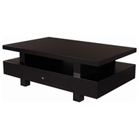 Lexington Wood Cocktail Table - Espresso, Elevated Top, 1 Drawer 