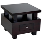 Lexington End Table - Espresso, Elevated Square Top, 1 Drawer