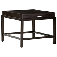 Spats Square End Table - Espresso, Satin Nickel Pulls, 1 Drawer 