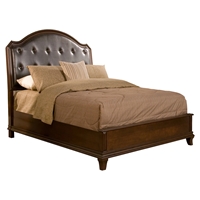 Beaumont Sleigh Bed - Cappuccino, Tufted, Upholstered Headboard 