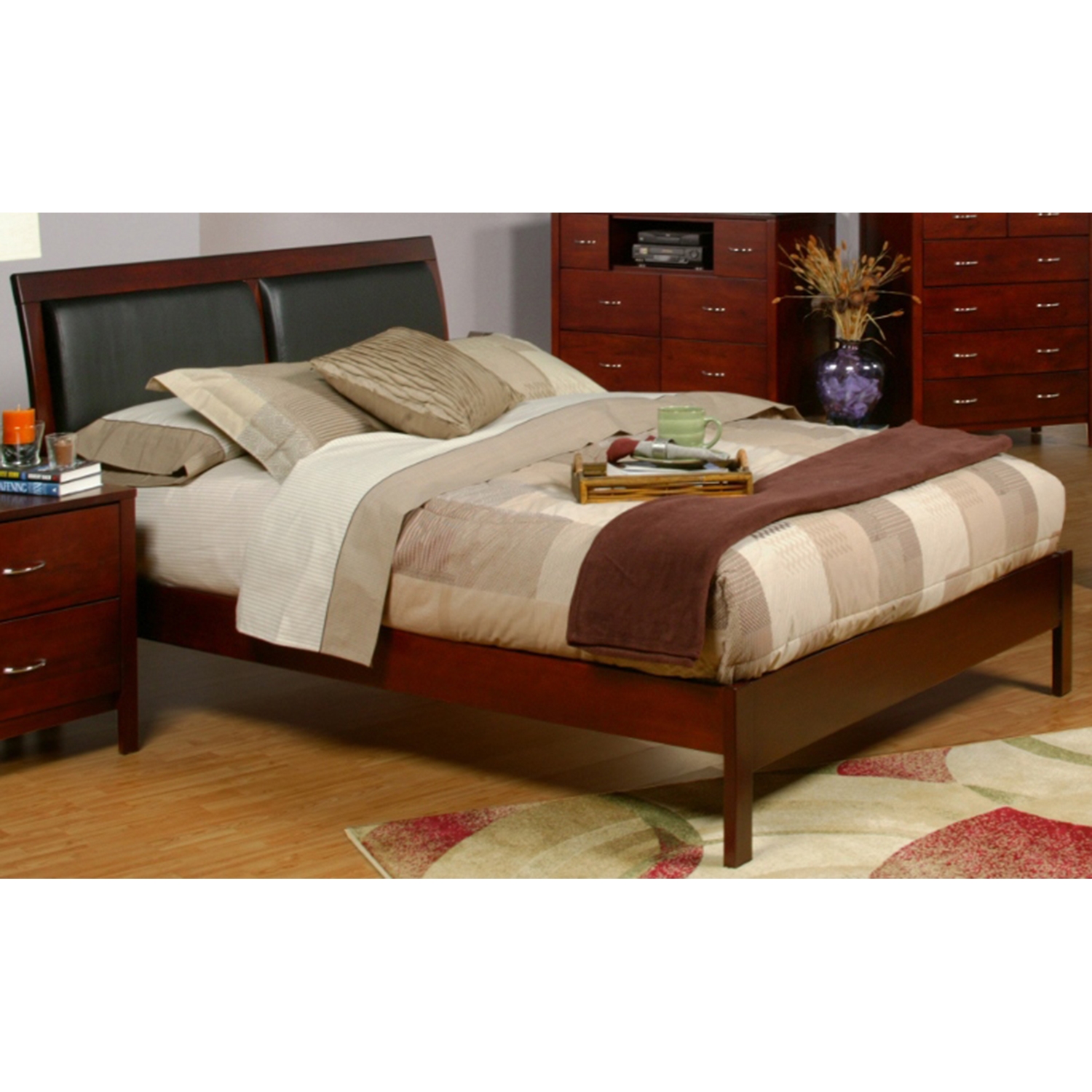Newport California King Platform Bed - Medium Cherry 