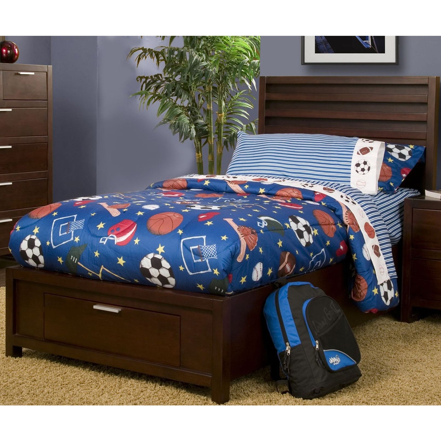 Camarillo Twin Storage Platform Bed - Merlot 