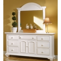 Cottage Traditions 7-Drawer Dresser and Mirror Set in Eggshell White 