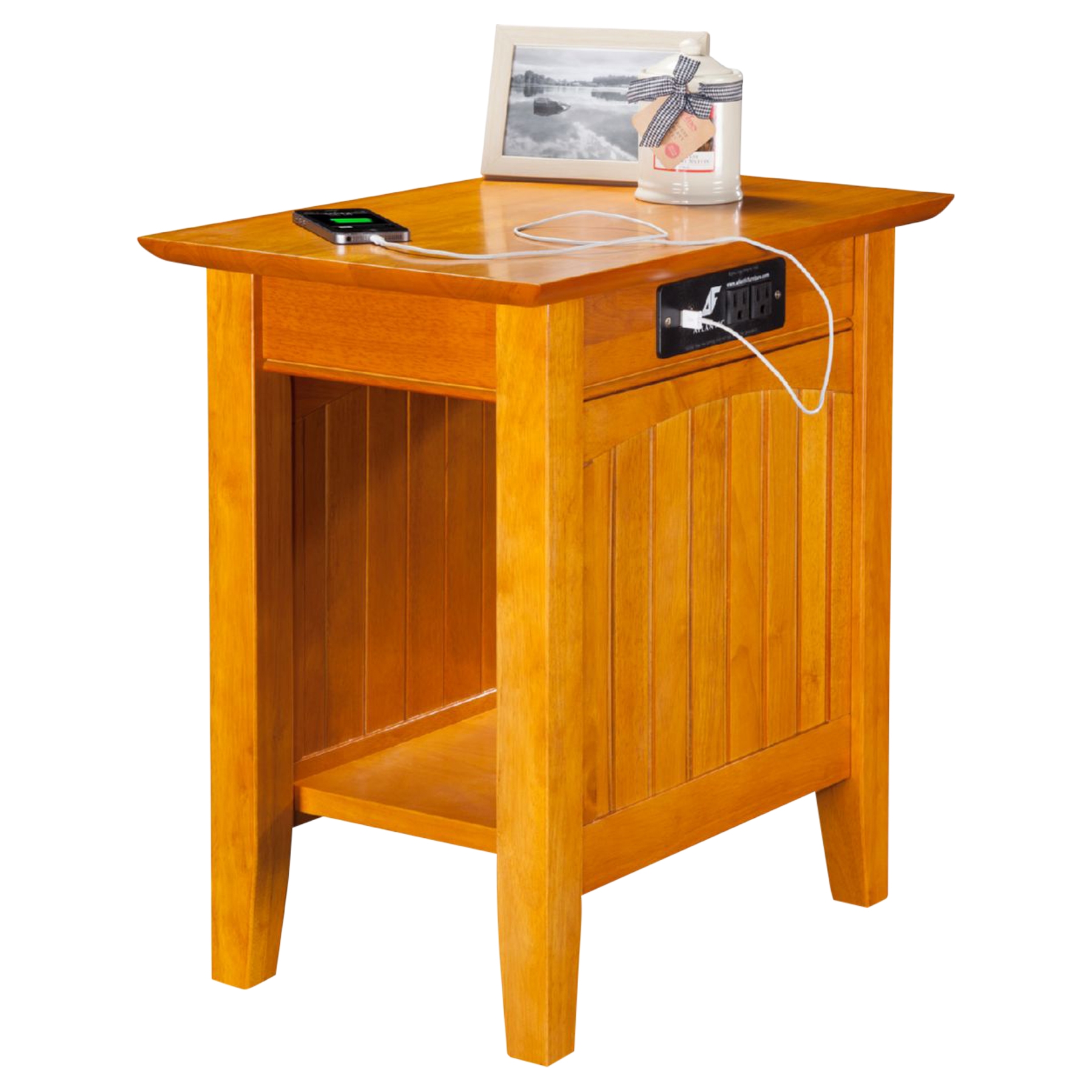 Nantucket Chair Side Table - Rectangular, Charging Station 