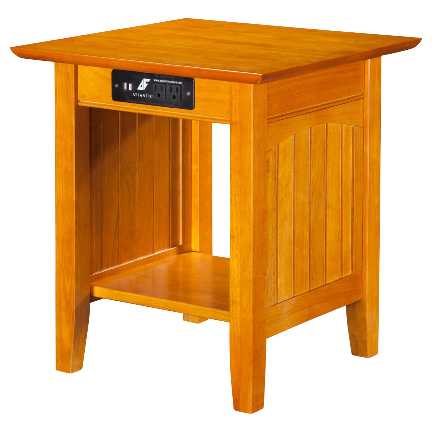 Nantucket End Table - Rectangular, 1 Shelf, Charging Station 