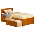 Orlando Wood Bed - Flat Panel Foot Board, 2 Urban Bed Drawers