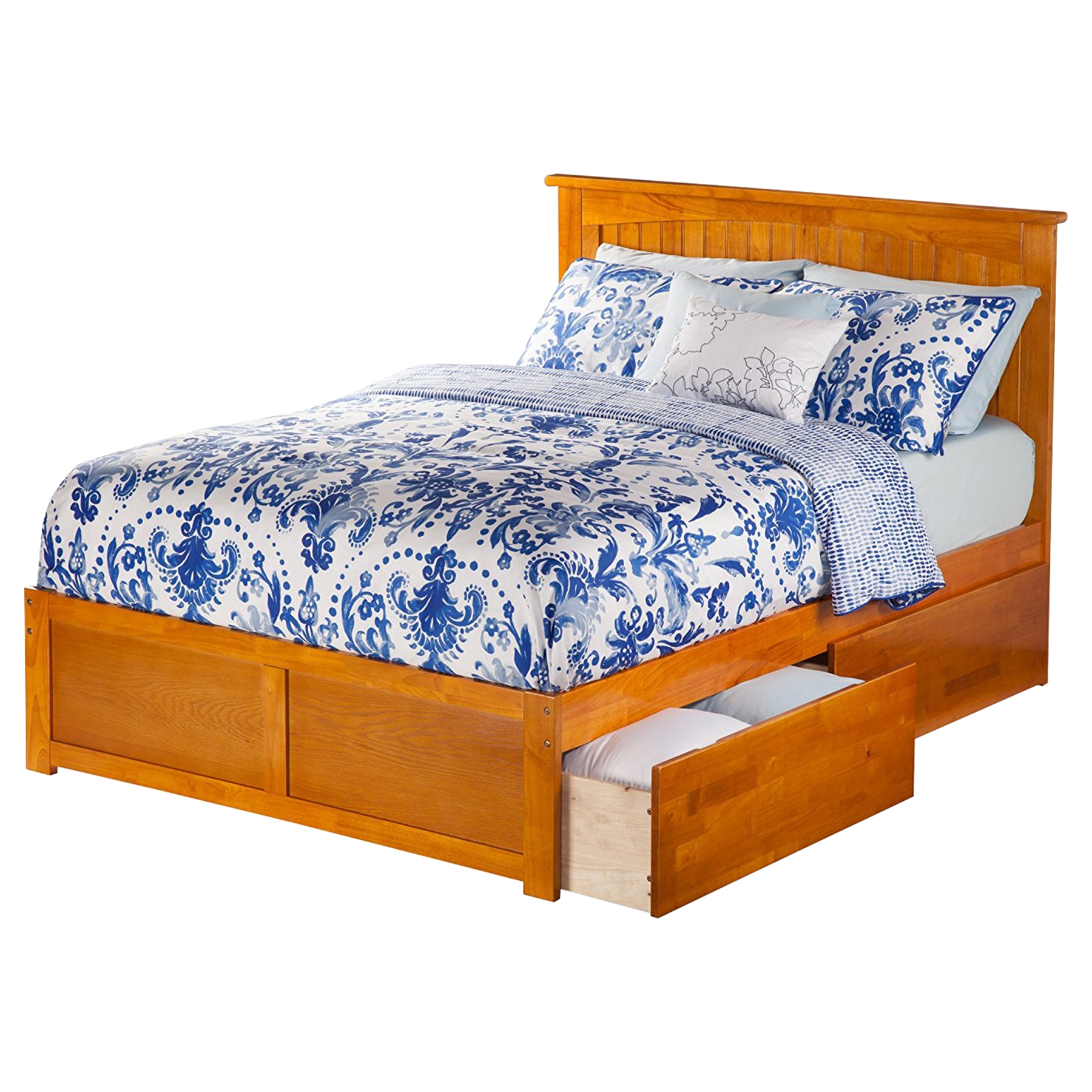Nantucket Flat Panel Foot Board Bed - 2 Drawers, Platform 