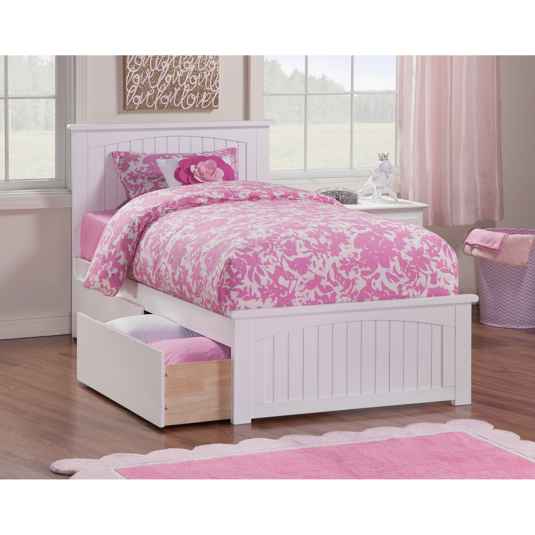 Nantucket Wood Bed - Matching Foot Board, 2 Drawers 