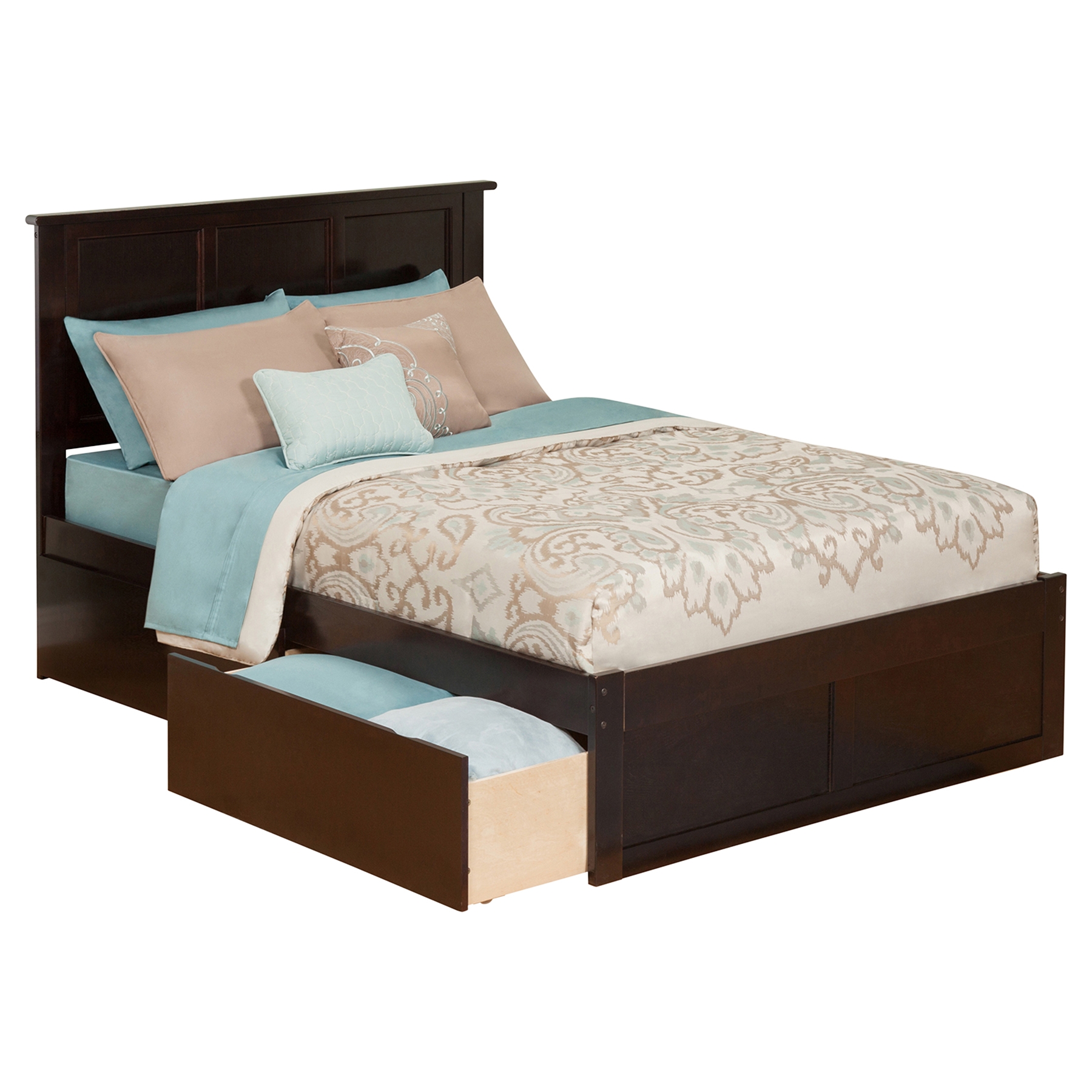 Madison Flat Panel Foot Board Bed - 2 Drawers, Platform 