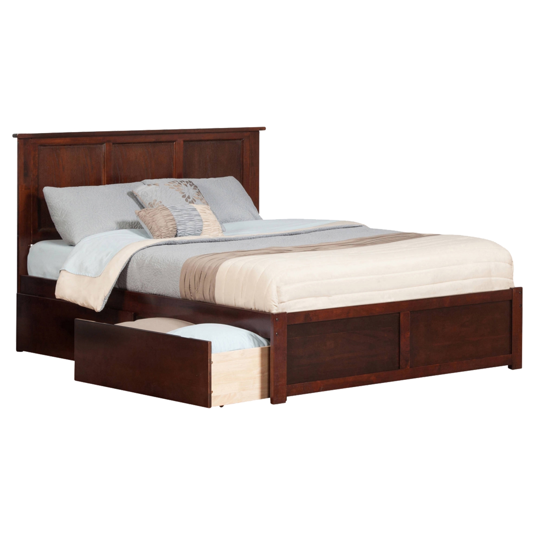 Madison King Flat Panel Foot Board Bed - 2 Drawers, Platform 