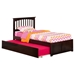 Mission Wood Bed - Urban Trundle, Flat Panel Foot Board - ATL-AR87-201