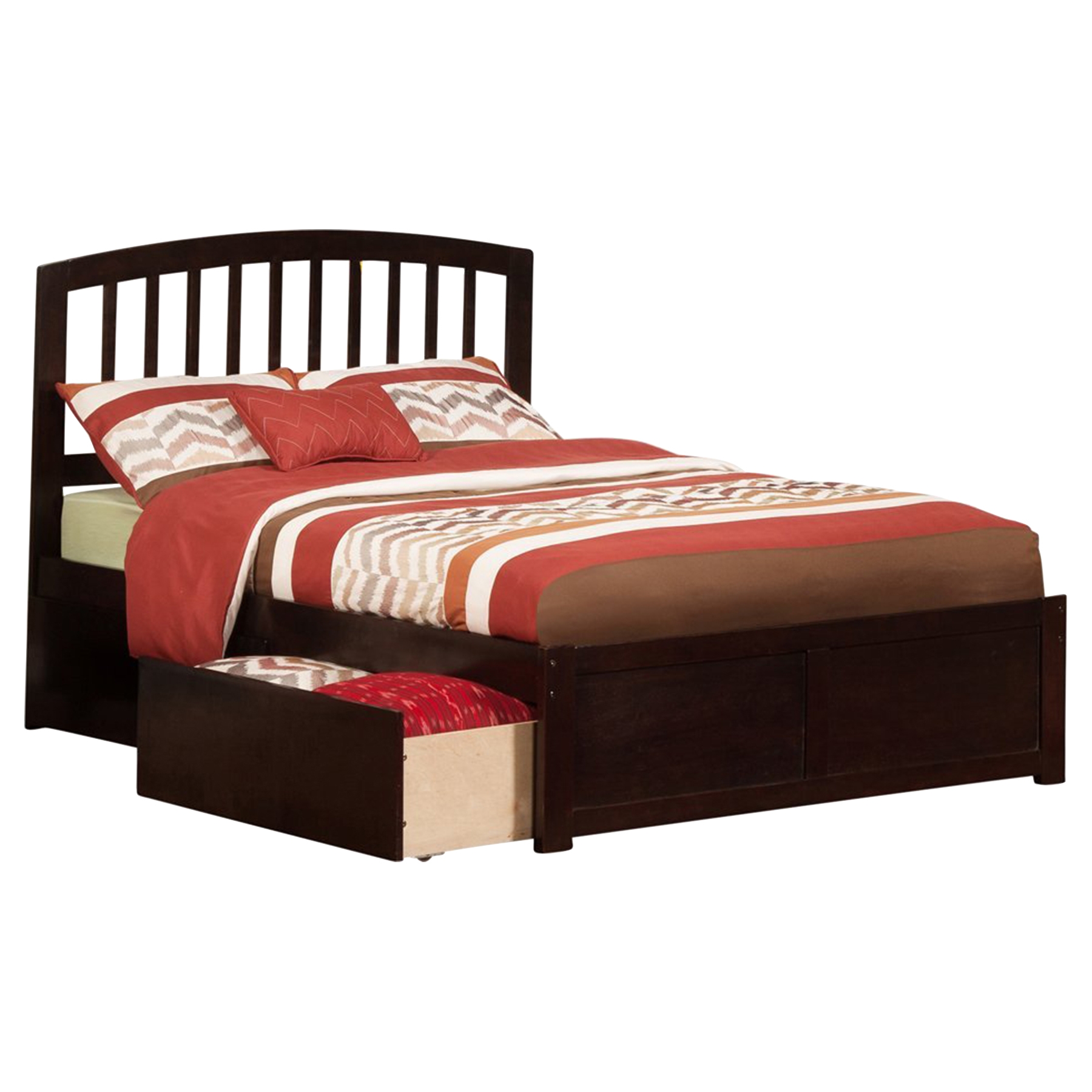 Richmond Platform Bed - Flat Panel Foot Board, 2 Urban Bed Drawers 