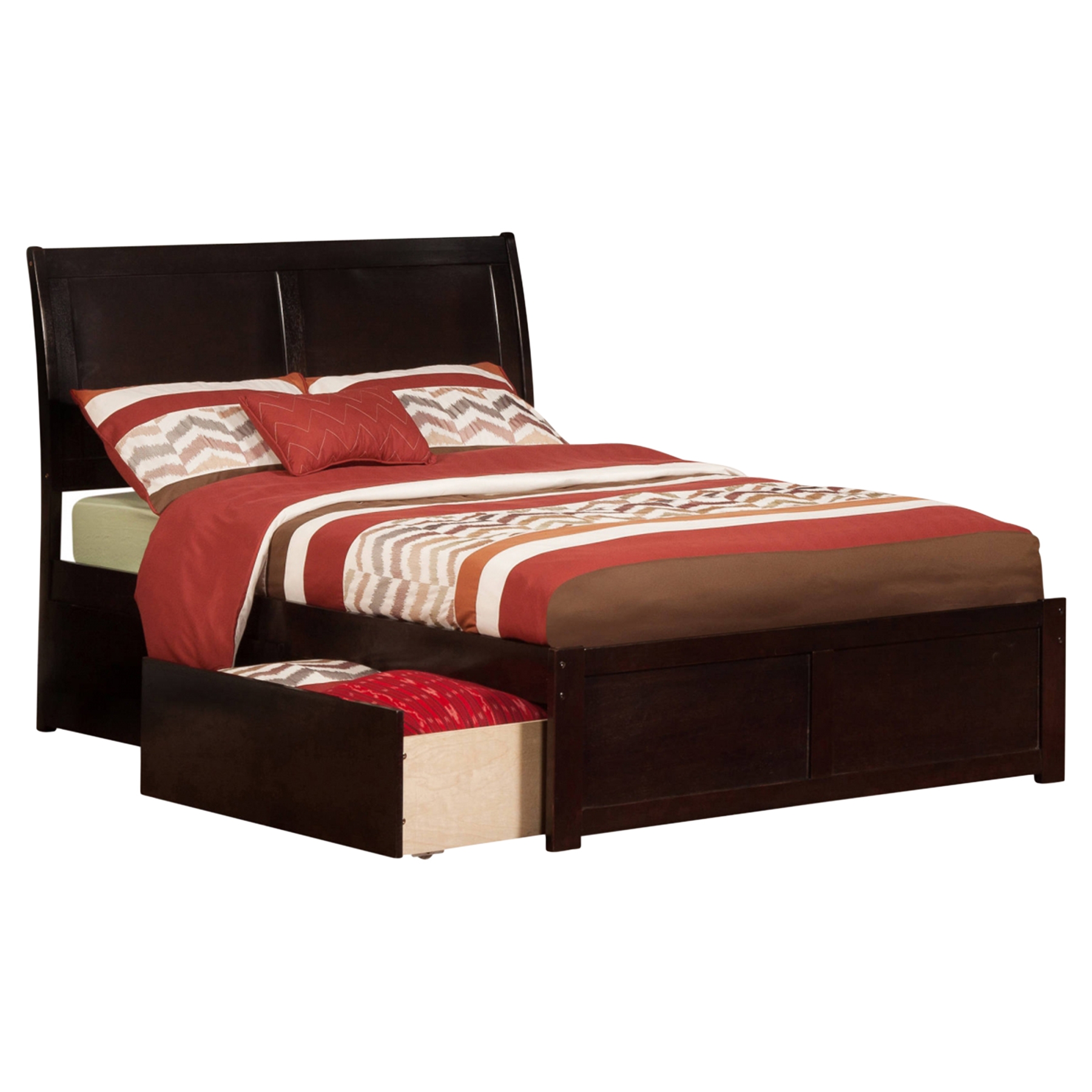 Portland Flat Panel Foot Board Bed - 2 Drawers, Platform 