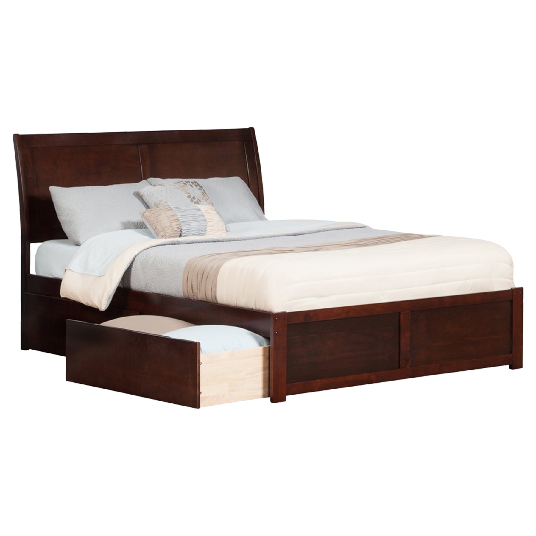 Portland King Flat Panel Foot Board Bed - 2 Drawers, Platform 