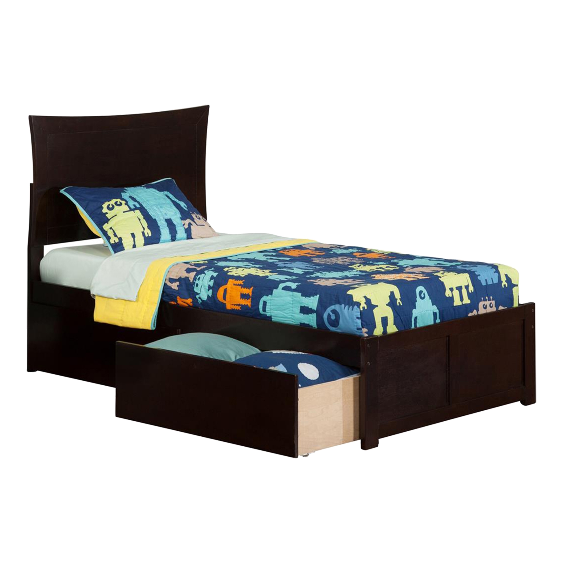 Metro Flat Panel Foot Board Bed - 2 Drawers, Platform 