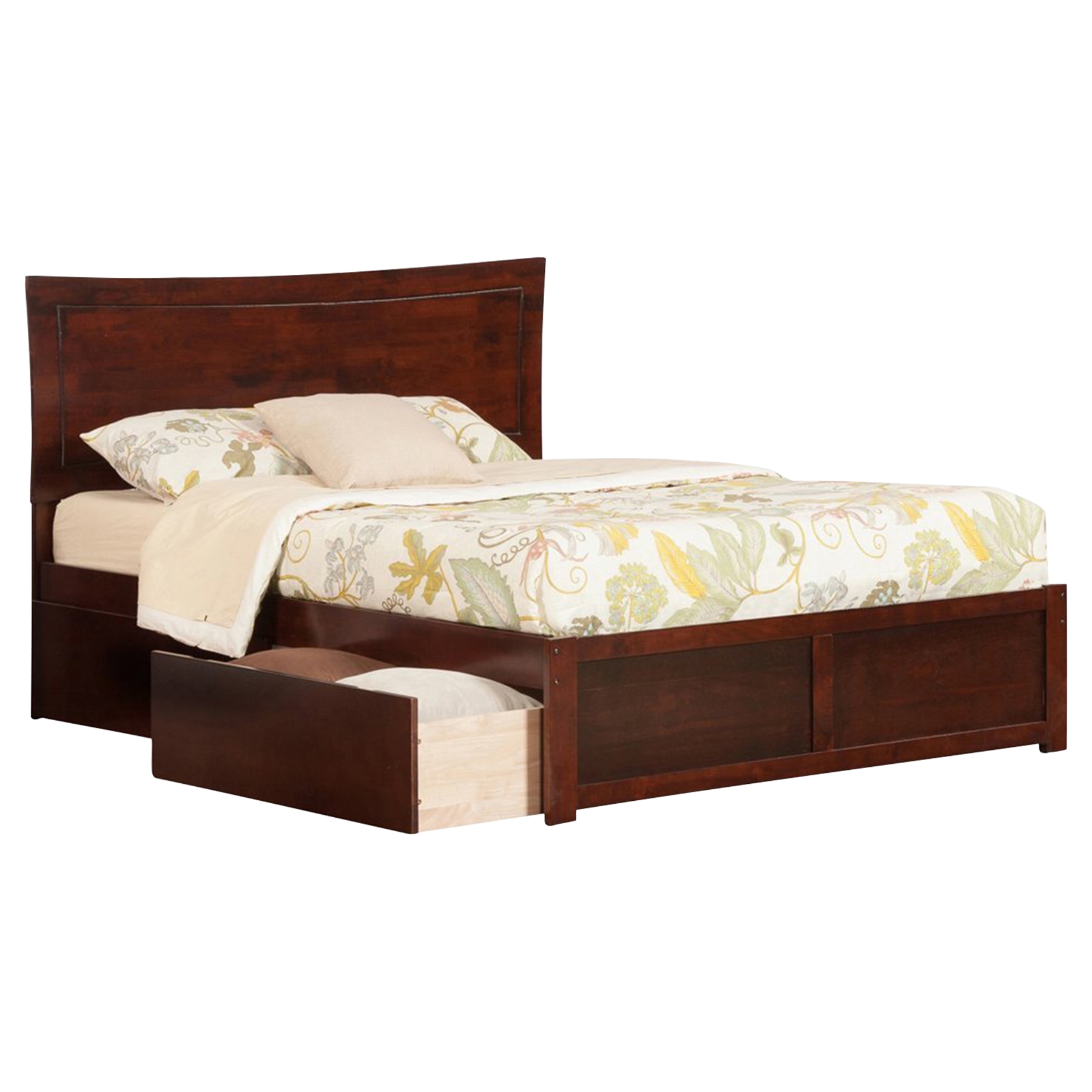 Metro Queen Flat Panel Foot Board Bed - 2 Drawers, Platform 